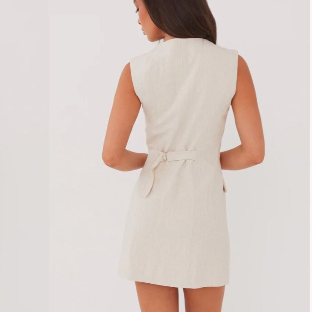 Castello Fiore Linen Mini Dress - Oatmeal - Picture 2 of 3